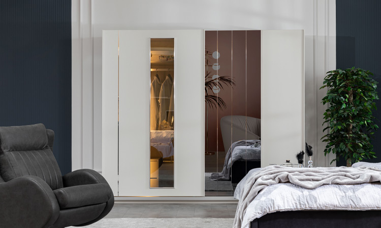 Teleteknik Home Küçük Ev Dekorasyonu için tavana kadar uzanan dolaplı mobilya takımı